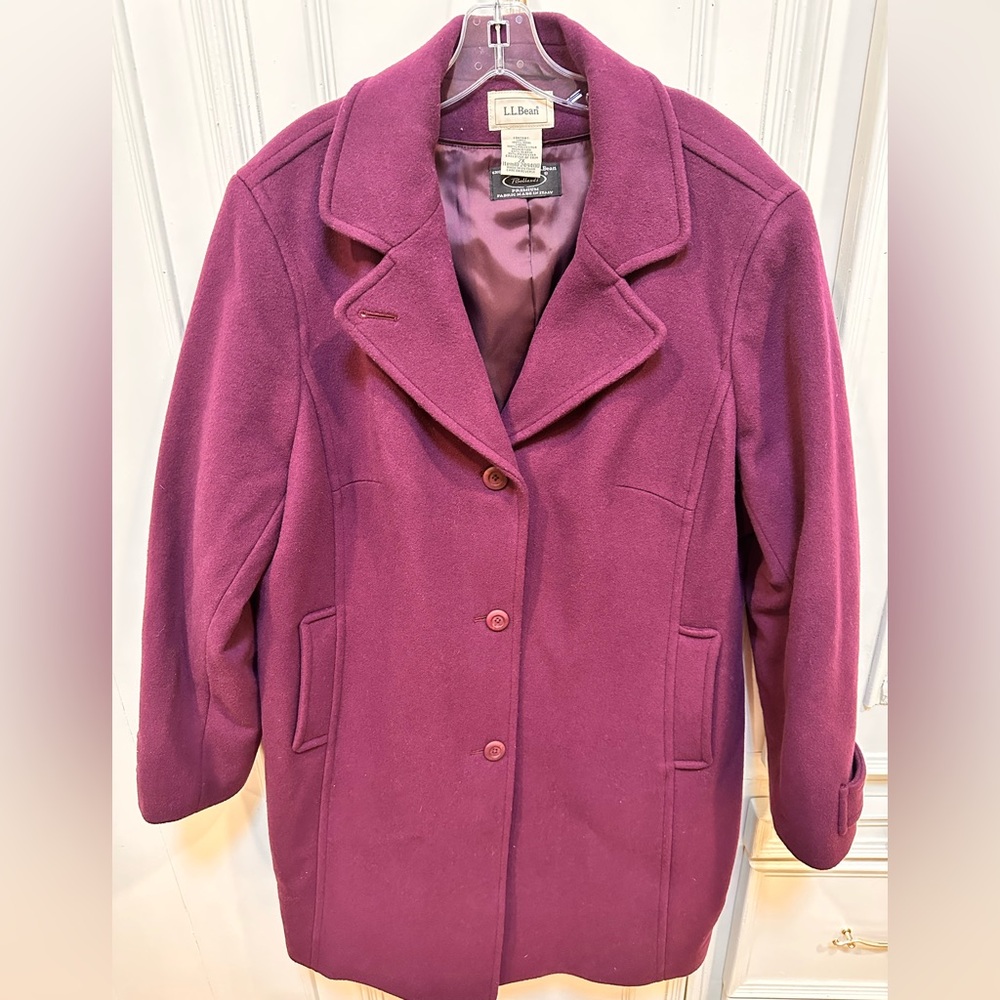 L.L. Bean Women's Plum Wool Pea Coat